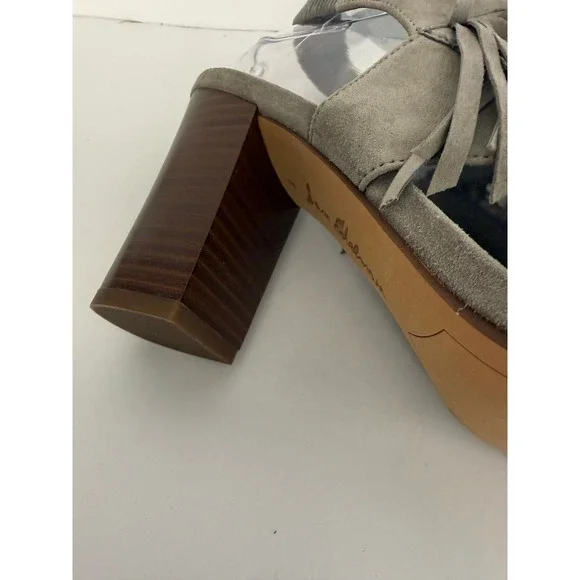 Sam Edelman Suede Fringe Block Heel Booties Boot Sandals Gray Sz 8 boho western - Picture 7 of 12